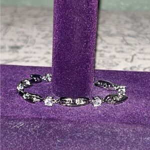 Silver Cubic Zirconia Link Bracelet - Silver small bracelet 6”#bling